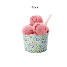 10 Stücke/70 Stücke 7 Farben Eiscreme-Papierbecher, Blau, Rosa, Hellrosa, Hellblau, Lila, Braun, Gelb mit Waffel-Kegel- und Streusel-Muster Dessertschalen, geeignet für Eiscreme-Sundae, gefrorenen Joghurt, Babyparty, Geburtstagsparty, Sommer-Eiscreme-Party-Zubehör - Mehrfarbig - Übersicht 14