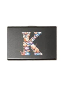 Ocean Theme Letters A-Z Initial Pattern Slim Card Case, Seashell And Starfish Initials Print,Minimalist Aluminium Metal Wallet, RFID Privacy Protection Credit Card Holder - Multicolor - View 20