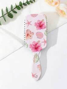 1pc Summer Blue Sea Turtle Pattern Straight Hair Smooth Air Cushion Comb, College Style Ocean Shell Printed Massage Comb, Large Breathable Handheld Hair Brush, Ins Fresh Floral Aesthetic Comb, Portable Travel Daily Use, Birthday Holiday Gift For Family Friends Girls - Multicolor - View 11