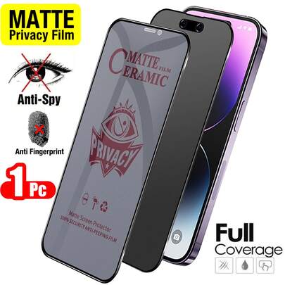 1片磨砂隐私屏幕保护膜，适用于 17 Pro Max 6.9英寸，柔软材质，非玻璃，全覆盖，防窥、防盗、防眩光，陶瓷膜，防指纹，兼容手机壳。适用于 17 Pro Max、17 Air、16 Pro Max/16 Pro/16 Plus/16/15 Pro Max/14 Pro Max/13 Mini/12/11/XS Max/XR/8 Plus/7 Plus。
