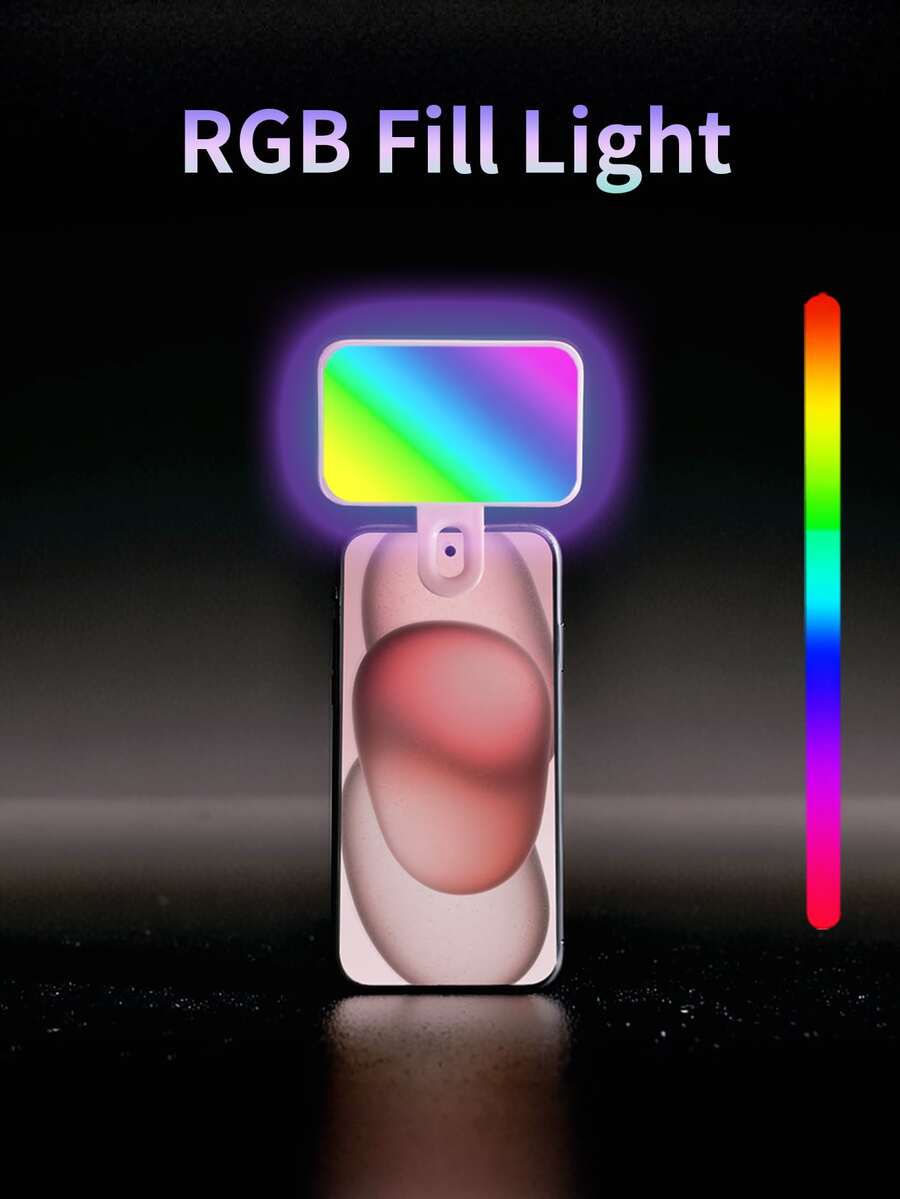 Luz portátil para selfies y videoconferencias con clip para cámara de teléfono, luz LED con clip para videoconferencias, 3 modos de iluminación, recargable, portátil, adecuada para portátiles/teléfonos/tabletas/llamadas de Zoom/maquillaje - Rosa Pálido - Ver 1