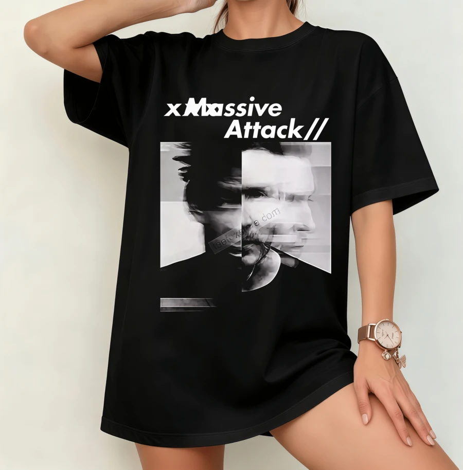 Massive Attack Retro Graphic T-Shirt | Gender-Neutral Oversized Trip-Hop Fan Shirt Black - Black - View 1