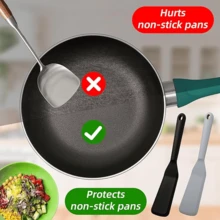 2pcs Silicone Spatula Scraper Narrow Slim Flip Long Heat Resistant Cooking Pancake Spatula Non-Stick For Cooking Eggs Burgers Pizza Pancakes Steak Omelets Black Red Grey - Multicolor - View 4