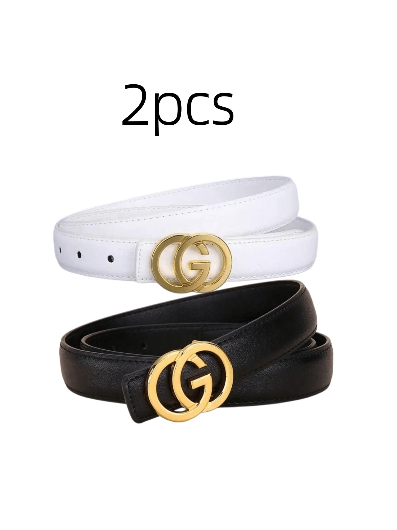 Bộ 2/1 chiếc thắt lưng nữ có thể điều chỉnh, kiểu dáng rộng rãi, thích hợp dùng hàng ngày. - Nhiều màu - Xem 1