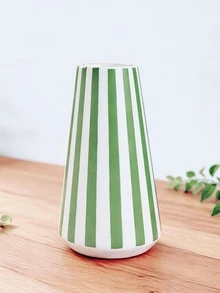 1件裝塑膠花瓶，現代奶油風居家桌面裝飾花瓶，多色可選（粉色/黑色/綠色與白色） - 多色 - 查看 11