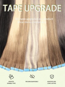 20pcs Seamless Skin-Tone Double-Sided Tape-In Human Hair Extensions, Suitable For Salon Use - Multicolor - View 9