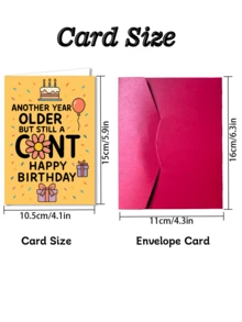 1pc Funny & Humorous Birthday Card With Lively Jokes, Suitable For Adult Birthday Party, Guaranteed To Make You Laugh - 16*11cm - View 2