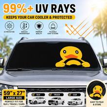 YAIUZGOO Car Sunshade With Cartoon Animals Design Foldable Windshield Cover For Summer Heat & UV Protection, Fits Most Vehicles, Vehicle Sun Protection Vehicle Interior Cooling, Car Sunshield, Windshield Sun Protector Travel Essentials Easy To Install & Store - B - View 1