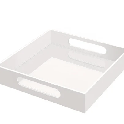 Acrylic Tray With Handle, Square Sturdy Breakfast Tray, High-End Acrylic Serving Tray Decorative Tray Storage, Suitable For Bedroom, Kitchen, Living Room, Bathroom, Hospital And Outdoor (Black, White, Transparent)