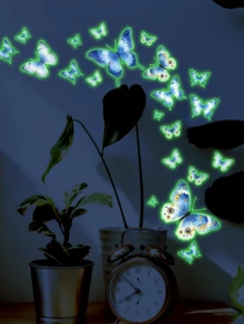 25pcs Dreamlike Glow-In-The-Dark Butterfly Wall Stickers, Self-Adhesive Removable Wall Decor For Living Room, Bedroom, Kids Room, Home Decor Stickers, Vinyl Decals, Spring Decorations, Gift For Birthday, Graduation - YG-b102 - View 4