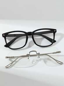 1 par de gafas geométricas de marco para hombres, de estilo moderno y minimalista, elegantes y con diseño transparente, adecuadas para volver a la escuela, la oficina, la lectura y el uso diario - transparente - Ver 19