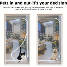 Cortina de puerta con cremallera de malla suave, pantalla de para puerta, anti-mosquitos, adecuada para perros pequeños y mascotas, cortina de puerta para gatos - Tipo D - Ver 8