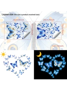 25pcs Dreamlike Glow-In-The-Dark Butterfly Wall Stickers, Self-Adhesive Removable Wall Decor For Living Room, Bedroom, Kids Room, Home Decor Stickers, Vinyl Decals, Spring Decorations, Gift For Birthday, Graduation - YG-b102 - View 9