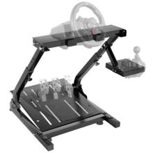 Foldable Steering Wheel Stand Height Adjustable Racing Wheel Stand With Left/Right Gear Shifter Mount And Adjustable Pedal Plate, Heavy Duty Simulator Cockpit Stand For Most Racing Wheels And Pedals For Home Gaming Racing Enthusiasts - 查看 1
