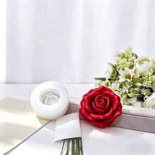 1 Stück rosenförmige Aromatherapie-Kerzen-Silikonform, Heimdekoration/Geschenk-Ornament-Gipsform, handgefertigte Epoxidharz-Gussform, Kunstdekoration Ton-Gipsform/Antihaft-leicht zu lösen/hitzebeständig - C-Weiß - Übersicht 4