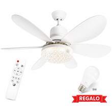 Ventilador Silencioso Elegante Foco Lampara a Control Remoto Multicolores, Velocidades JWJ - V03 CON CONTROL + FOCO 9 w - Ver 2