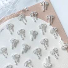 20件法式甜美蕾絲蝴蝶結美甲飾品 3D銀色/金色合金鏤空緞帶蝴蝶結水鑽美甲裝飾 DIY美甲配件美甲飾品 - 彩色 - 查看 9