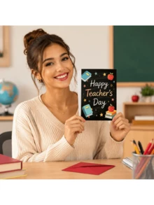 Thiệp Chúc Mừng Ngày Nhà Giáo (Kèm Phong Bì), Thiệp Cảm Ơn Ngày Nhà Giáo, Thiệp Quà Tặng Giáo Viên Thiết Kế Bảng Phấn Độc Đáo, Thiệp Chúc Mừng Ngày Lễ Trường Học - Bộ - Xem 7