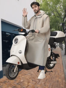 Men's 1pc Long Full-Body Raincoat, Waterproof Windbreaker For Cycling, Adult New Style - Men's Raincoat - View 9