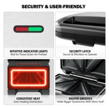 CACHOO 3-In-1 Sandwich Maker, Panini Press & Waffle Iron - Indoor & Outdoor Electric Grill With Removable Non-Stick Plates, Cool-Touch Handle, LED Light, Easy Clean, 750W - Perfect For Home, Kitchen, Camping & Travel, 304 Stainless Steel - US A Type Plug(110-127V) - View 8