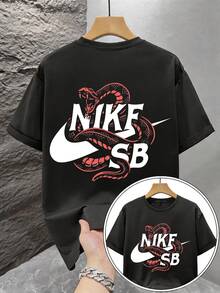 [New Products] Fashion Summer Men's Crew Neck Short Sleeve T Shirt, Solid Color Double Sided Printing, Breathable Comfortable Versatile Casual Daily Top For Outdoor And Daily Wear - 黑色 - 查看 4