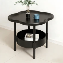 1 Mesa de Trébol de cuatro hojas, estante de almacenamiento portátil de capa, mesita de noche de plástico, Sala de estar conveniente y robusta, dormitorio, almacenamiento de oficina - se puede instalar debajo de la encimera, adecuado para varios tipos de habitaciones, diseño de zonificación, sin tubos metálicos, adecuado para espacios de menos de 27,0 pulgadas, perfecto para la decoración de Navidad y Halloween Con camping al aire libre - Negro - Ver 4