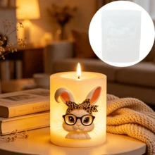 Cetakan Silikon Lilin Aromaterapi Kelinci Berkacamata Lucu yang Memakai Pita. Dekorasi Meja Unik dan Menarik. Cetakan Lilin Relief Kelinci yang Dapat Digunakan Kembali. Cetakan Silikon Ornamen Plaster DIY Lilin Aromaterapi. - A-putih - View 4