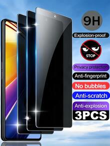3片装9H全覆盖防窥钢化玻璃屏幕保护膜，兼容小米/Note 14/13/12系列及更多机型，防摔、不易碎、防窥钢化玻璃，无气泡，易贴、坚固，不支持指纹解锁。 - 黑色 - 查看 40