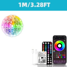 Tira de luz LED de 3-100 pies con función de sincronización de música y cambio de color, controlable a través de una aplicación y un control remoto de 44 teclas, adecuado para la sala de estar, la cocina, el armario y las escaleras - Multicolor - Ver 14