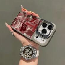 Funda para Teléfono: Funda para Teléfono Móvil con Diseño de Tonos Rojos, Cubierta Metálica para Cámara, Impresión UV Magnética, Compatible con iPhone 17, 16, 15, 14, 13, 12 Pro Max/Pro/Plus Series, Regalos de Halloween, Navidad y Acción de Gracias para Amigos y Familiares - Negro - Ver 4