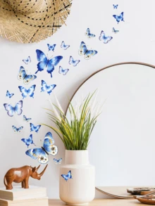 25pcs Dreamlike Glow-In-The-Dark Butterfly Wall Stickers, Self-Adhesive Removable Wall Decor For Living Room, Bedroom, Kids Room, Home Decor Stickers, Vinyl Decals, Spring Decorations, Gift For Birthday, Graduation - YG-b102 - View 7