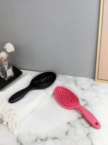 1 chiếc lược rỗng cho nữ màu đỏ/đen, lược quấn nhang muỗi, lược massage da đầu, lược chải tóc khô và ướt đa năng, dụng cụ tạo kiểu tóc, phụ kiện tóc - Màu Hồng Tươi - Xem 1