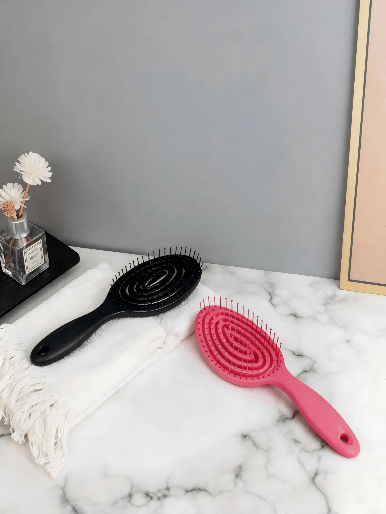 1 chiếc lược rỗng cho nữ màu đỏ/đen, lược quấn nhang muỗi, lược massage da đầu, lược chải tóc khô và ướt đa năng, dụng cụ tạo kiểu tóc, phụ kiện tóc - Màu Hồng Tươi - Xem 1