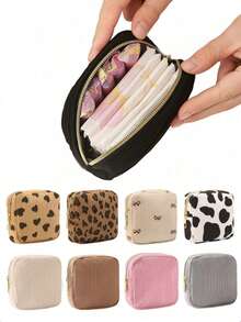 Multi-Color Sanitary Pad Storage Bag, Pink Sanitary Napkin Storage Bag, Large Capacity Minimalist Portable Storage Bag Suitable For Tampons, Sanitary Pads And Liners, Essential For Women, Great For Makeup Bag, Travel, Back To School, Camping, Holidays - Solid Color - View 1