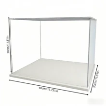 1pc Transparent Acrylic Display Case - Showcase Cabinet, White Base, Multiple Size Options, Dustproof Desktop Organizer Stand - Contemporary Style, Action Figure Plastic Material, Car Model, Collectibles, For Room, Store And Office Desk Storage - White Display Box - View 46
