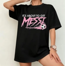 Lione Mess Football Statement T-Shirt | Gender-Neutral Oversized Sports Fan Shirt Black - Black - View 6