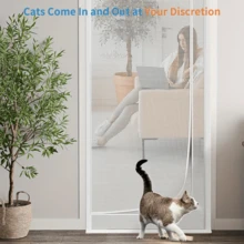 Cortina de puerta con cremallera de malla suave, pantalla de para puerta, anti-mosquitos, adecuada para perros pequeños y mascotas, cortina de puerta para gatos - Tipo D - Ver 5