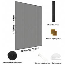 Upgraded Version, Optional 1 Or 3 Magnetic Zipper + Screen Mesh. Self-Adhesive Design, No Drilling Required, No Damage To Window Frame. Built-In Magnetic Auto-Closing Function, No Need To Remove Original Screen, Easy Window Opening And Closing. - 1m * 1.3m - View 9