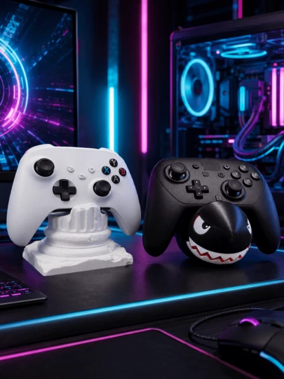 Universal Game Controller Stand, Creative Desktop Decor, Can Hold Various Game Controllers, Available In White Wall-Breaking Design And Black Bullet-Shaped Design, Ideal For Game Player's Desktop Storage And Decoration, Sturdy Structure, Essential Holiday Gift | Game Accessories | Room Decor | Boy's Game Accessories
