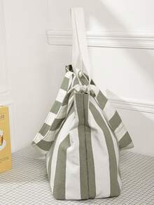 Large Stripe Canvas Tote Bag With Small Pouch,Beach Bags For Women - Weekender Travel Bag For Women, Extra Large Beach Tote Bag Sandproof Zipper Travel & Overnight Bags With Pockets, Stripes Tote, Aesthetic Summer Vacation Shoulder Bag - Multicolor - View 2