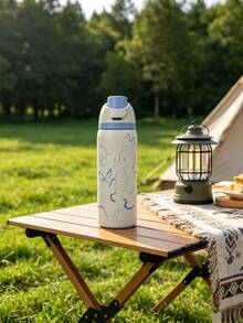 OwaIa Blue Ribbon Bow Large Capacity Stainless Steel Water Bottle,32oz/945ml,With A Straw,Exquisite Appearance,Keeps Drinks Hot Or Cold,Can Hold Iced Drinks And Water,Suitable For Leisure,Work,Sports,Indoors And Outdoors,Suitable For Students And Office Workers,As A Gift - Xanh và trắng - Xem 4