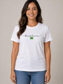 Women's Brazilian Cup T-Shirt/Blouse 2026 Stylish 100% - trắng - Xem 8
