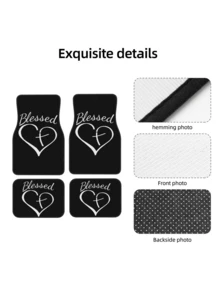 4-Piece Set Of Heart-Patterned Car Floor Mats (Front & Rear Rows) - Includes A Complimentary Personalized Greeting. Suitable For All Seasons; Non-Slip, Stain-Resistant, And Easy To Clean. A Premium Car Interior Accessory Compatible With All Vehicle Models. An Ideal Gift For Mother's Day Or Father's Day. - A - View 4