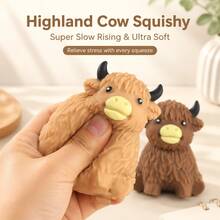 Cute Highland Cow Squeeze Toy, Soft Slow Rebound Stress Relief Toy, Japanese Animal Theme Anti-Anxiety Sensory Toy, Hand-Held Toy Suitable For Home, Perfect Birthday Holiday Party Gift For Kids And Adults - Multicolor - View 4