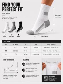Men's Athletic Crew Socks 6 Pairs Cushioned Performance Workout Socks With Reinforced Heel & Toe For Running Training Gym - Multicolor - View 7