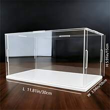1pc Transparent Acrylic Display Case - Showcase Cabinet, White Base, Multiple Size Options, Dustproof Desktop Organizer Stand - Contemporary Style, Action Figure Plastic Material, Car Model, Collectibles, For Room, Store And Office Desk Storage - White Display Box - View 32