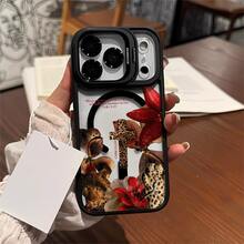 Funda para teléfono - Una cubierta de metal para la cámara con estampado de leopardo y diseños de Redemption, con impresión UV magnética, compatible con iPhone 17, 16, 15, 14, 13 y 12 Pro Max/Pro/Plus Series.Perfectos como regalos para amigos y familiares durante Halloween - Negro - Ver 2