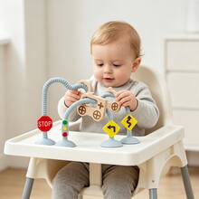 Silikon Baby Frühförderung Schiebe- und Ziehspielzeug, kleines Auto Verkehrserkennung Spielzeug, Hochstuhl Saugnapf Spielzeug, Lernspielzeug, Weihnachts- Halloween- Thanksgiving Geschenk - Verschiedenfarbig - Übersicht 2