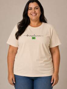 Women's Brazilian Cup T-Shirt/Blouse 2026 Stylish 100% - Màu be - Xem 10