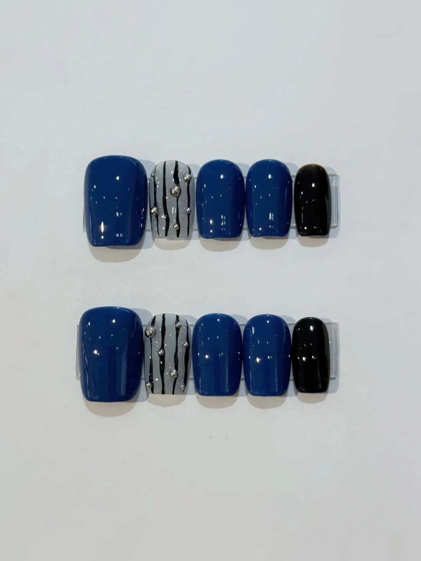 10 unhas postiças curtas quadradas feitas à mão, estilo minimalista ...